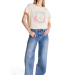 Polera Manga Corta Mujer Diseño Crema CAT