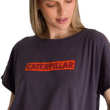 Polera Manga Corta Mujer Diseño Espalda Gris CAT