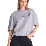 Polera Manga Corta Oversize Mujer Diseño Lila CAT
