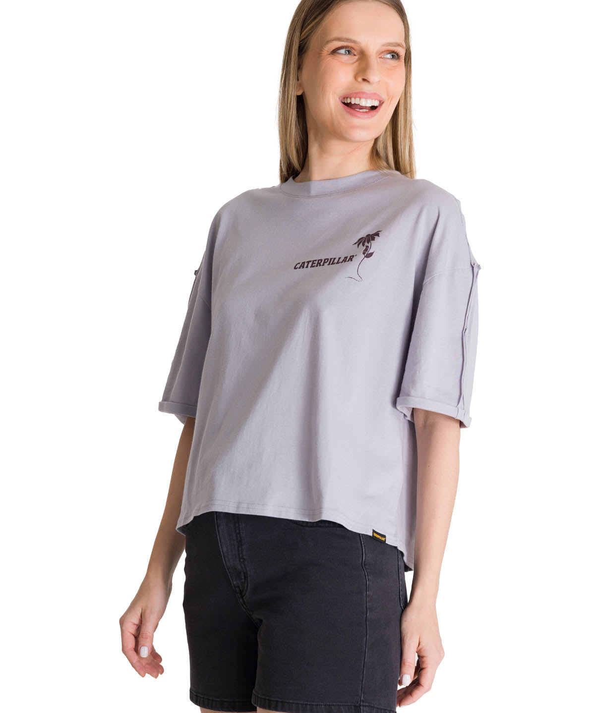 Polera Manga Corta Oversize Mujer Diseño Lila CAT