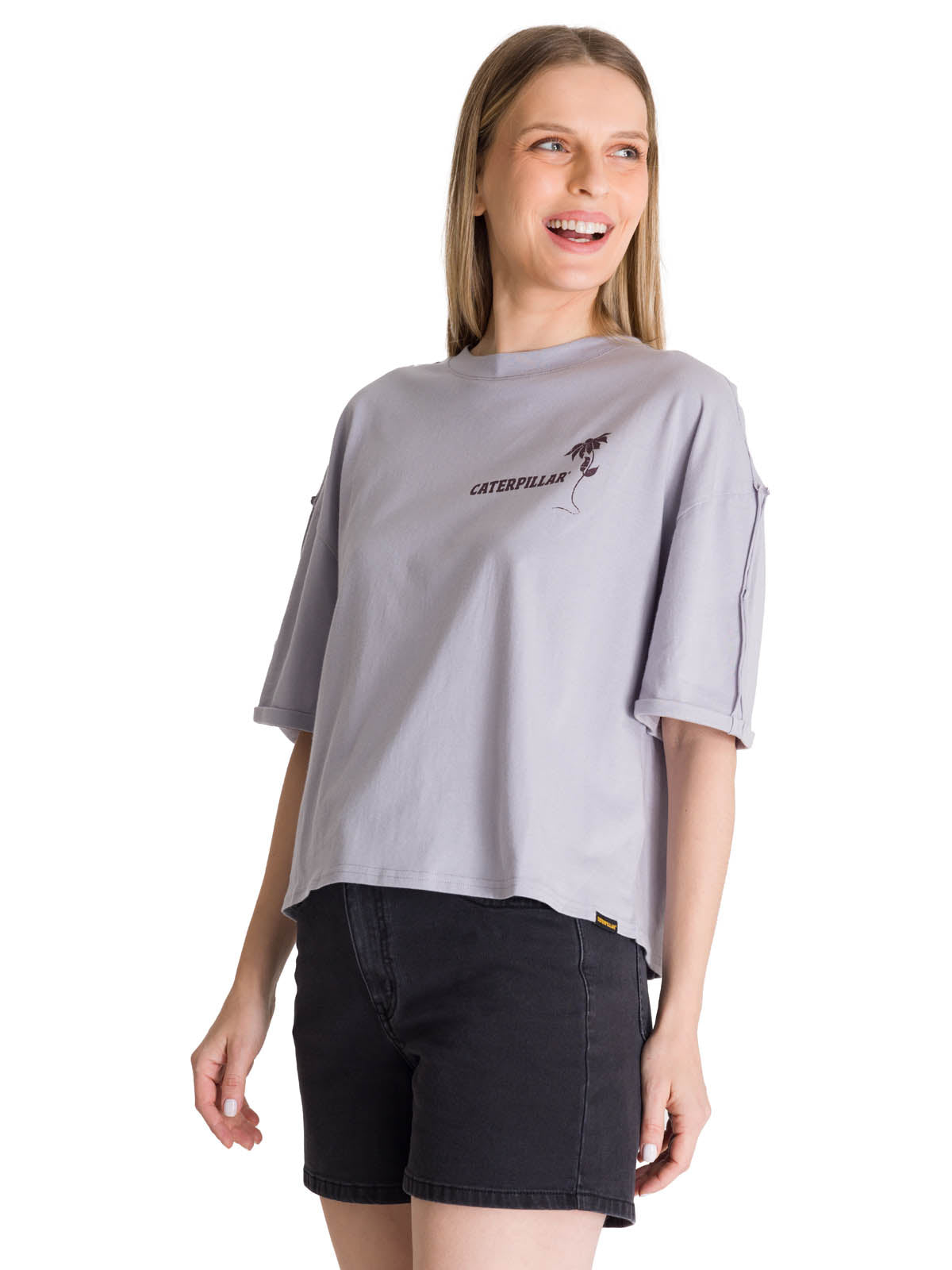 Polera Manga Corta Oversize Mujer Diseño Lila CAT