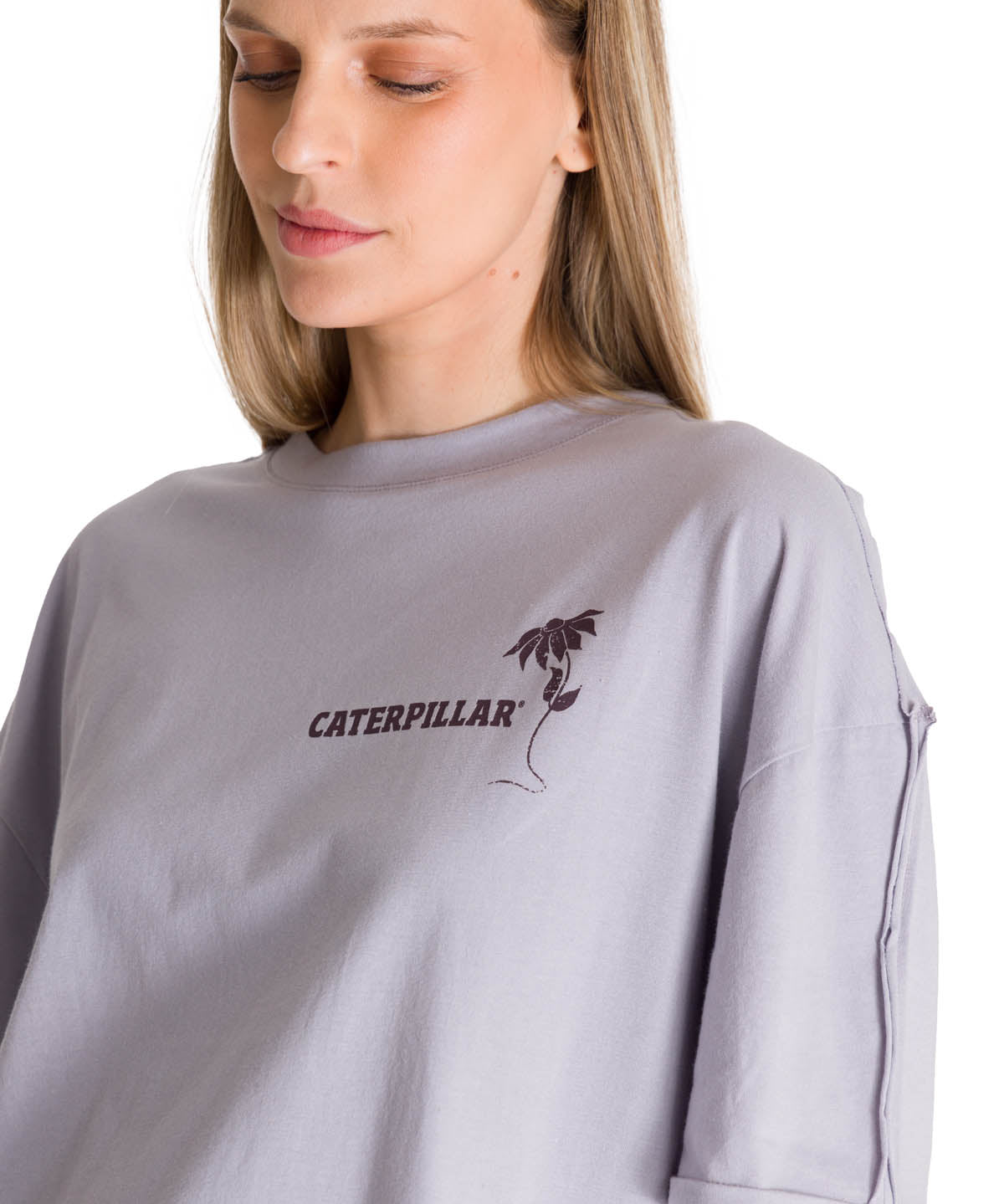 Polera Manga Corta Oversize Mujer Diseño Lila CAT