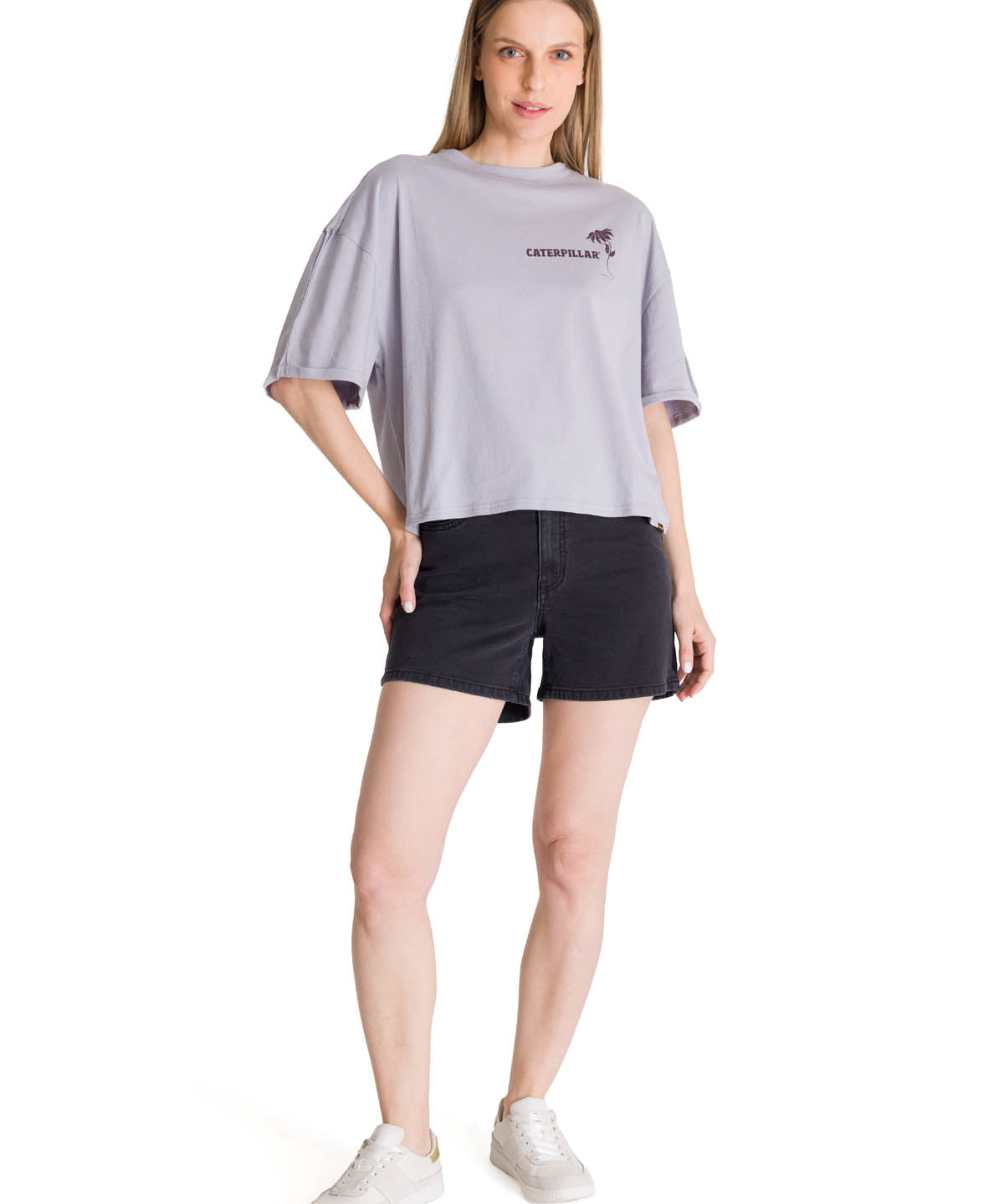 Polera Manga Corta Oversize Mujer Diseño Lila CAT