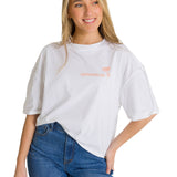 Polera Manga Corta Oversize Mujer Diseño Blanca CAT