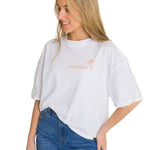 Polera Manga Corta Oversize Mujer Diseño Blanca CAT