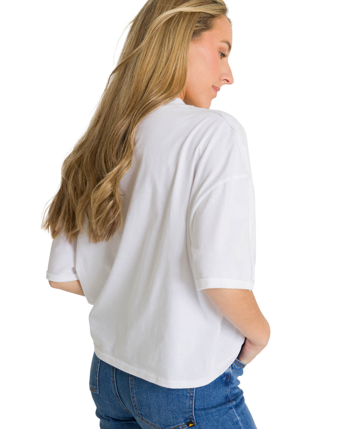 Polera Manga Corta Oversize Mujer Diseño Blanca CAT