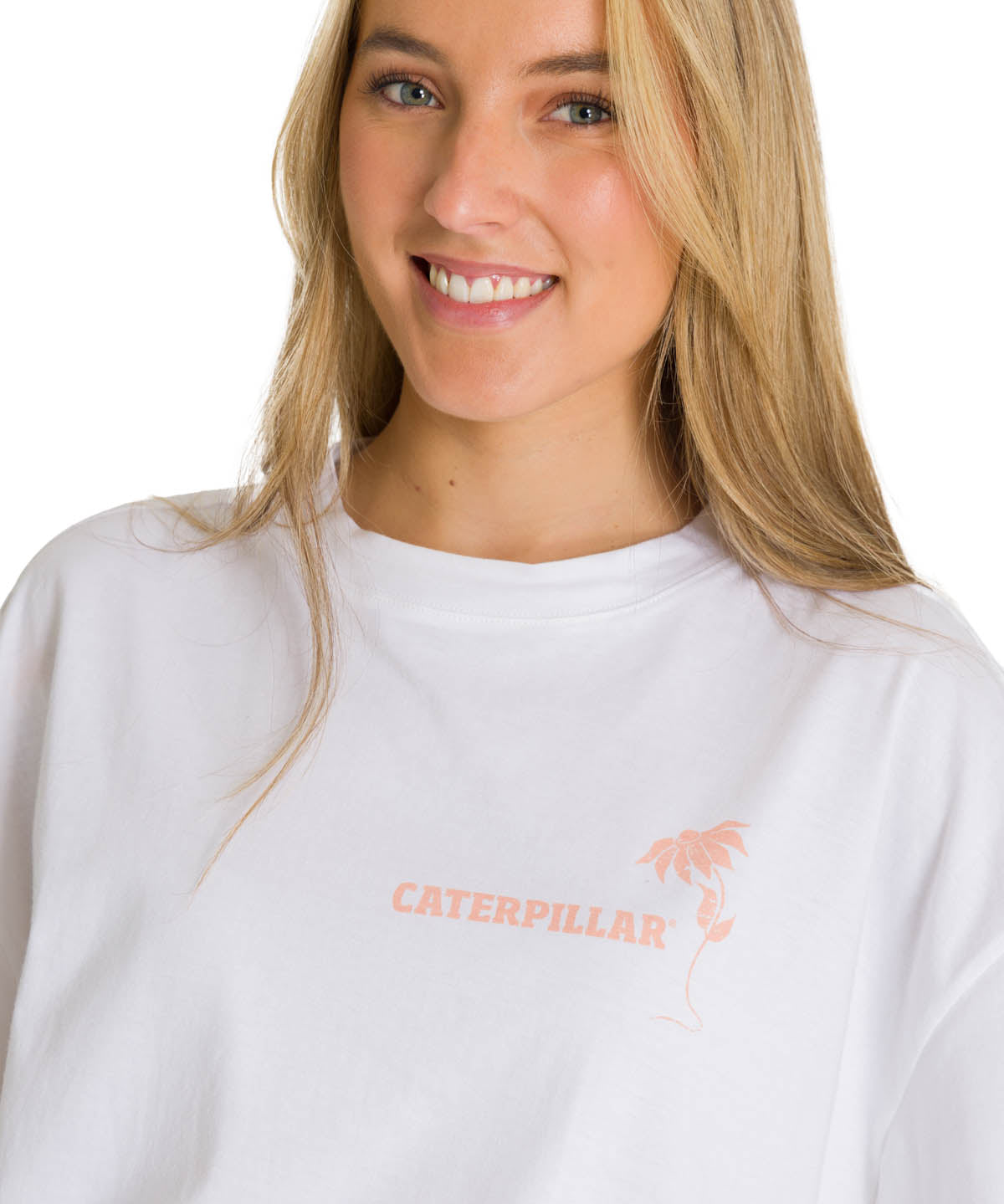 Polera Manga Corta Oversize Mujer Diseño Blanca CAT