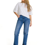 Polera Manga Corta Oversize Mujer Diseño Blanca CAT