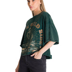 Polera Manga Corta Oversize Mujer Diseño Verde CAT