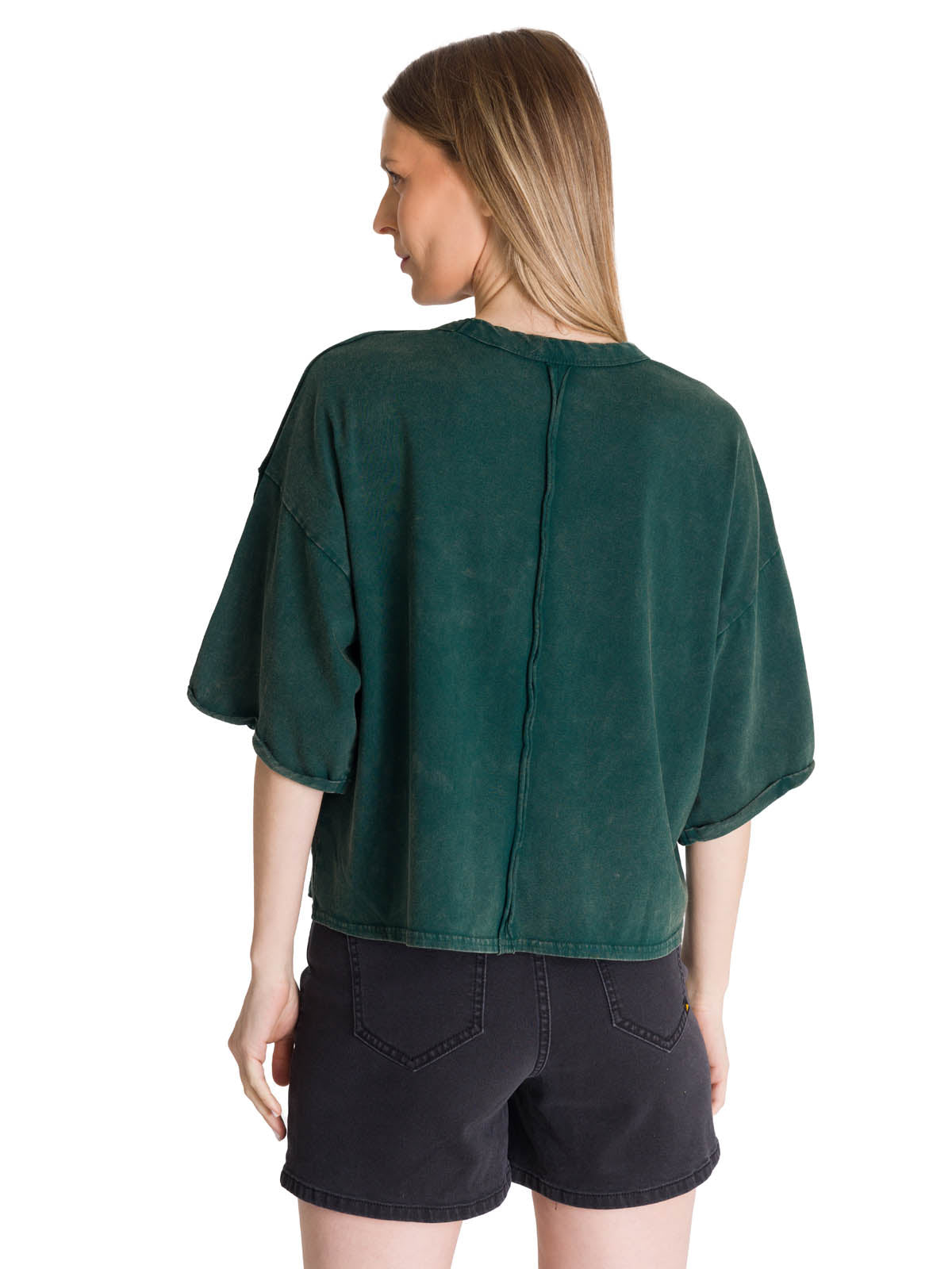 Polera Manga Corta Oversize Mujer Diseño Verde CAT