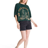 Polera Manga Corta Oversize Mujer Diseño Verde CAT