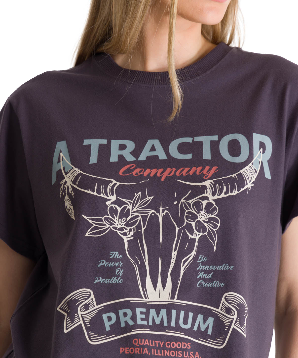 Polera Manga Corta Mujer Diseño Gris Oscuro CAT