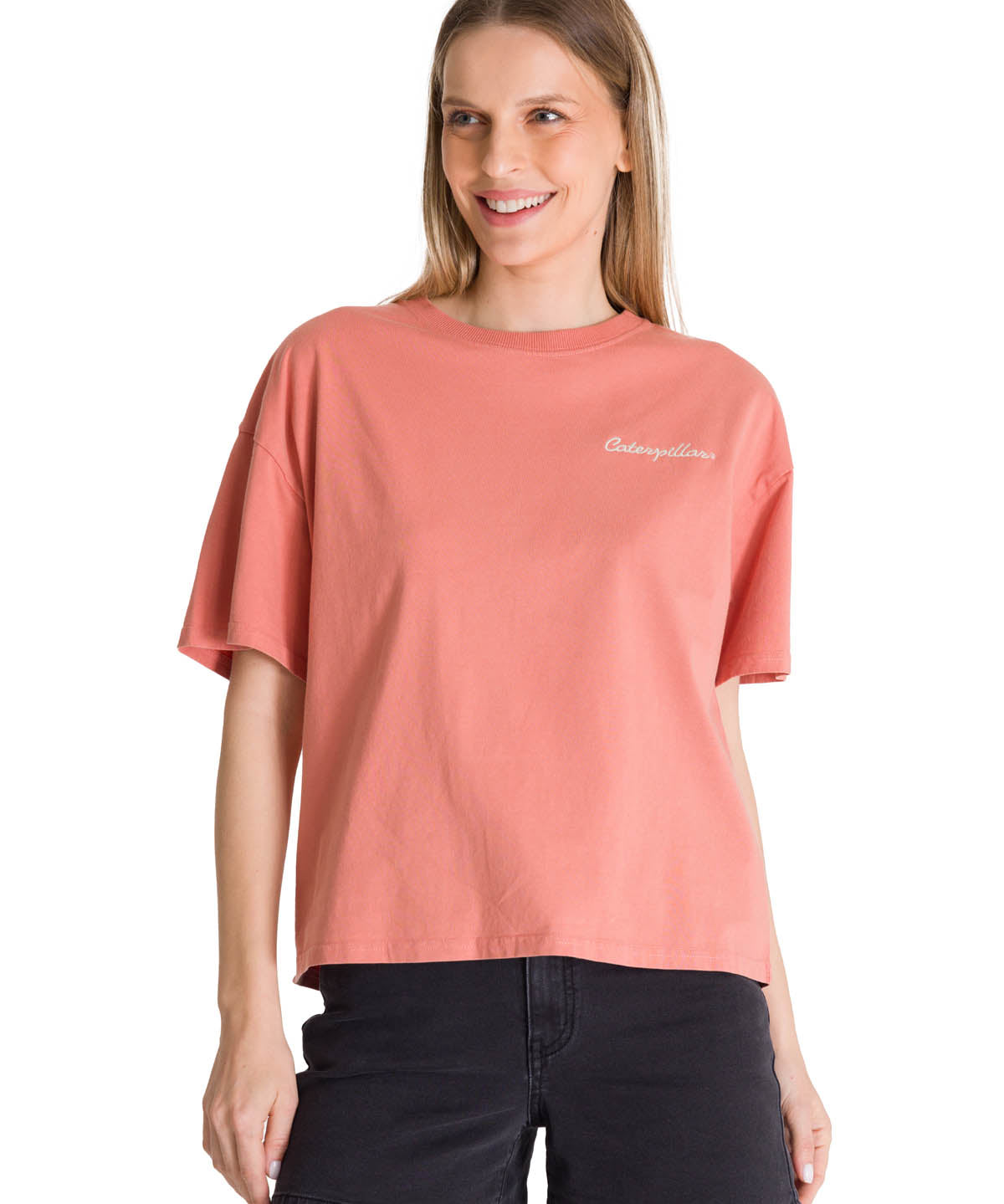 Polera Manga Corta Boxy Mujer Bordato CAT Rosa CAT