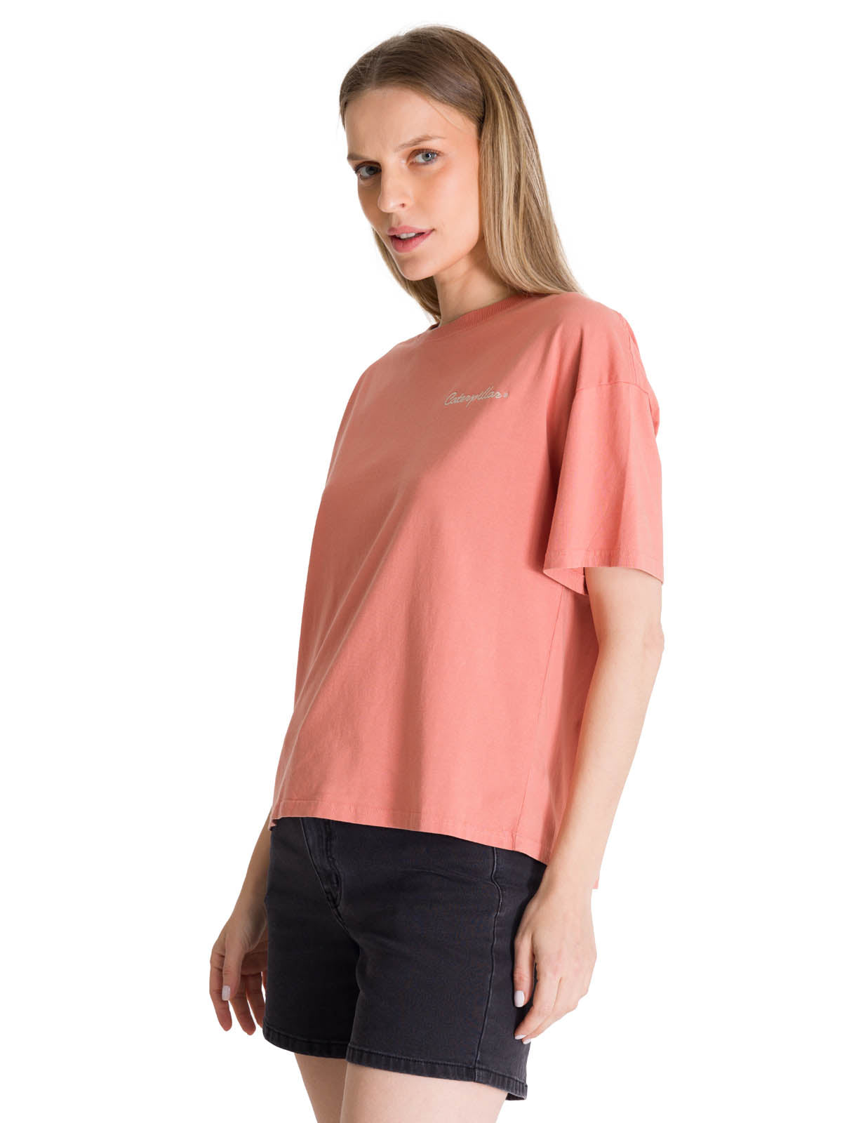 Polera Manga Corta Boxy Mujer Bordato CAT Rosa CAT