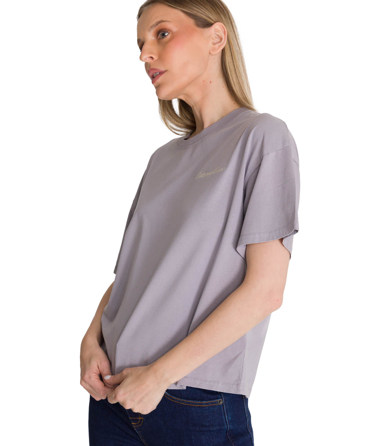 Polera Manga Corta Boxy Mujer Bordato CAT Lila CAT