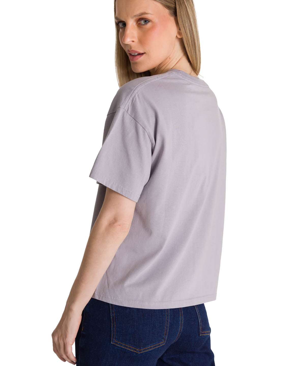 Polera Manga Corta Boxy Mujer Bordato CAT Lila CAT