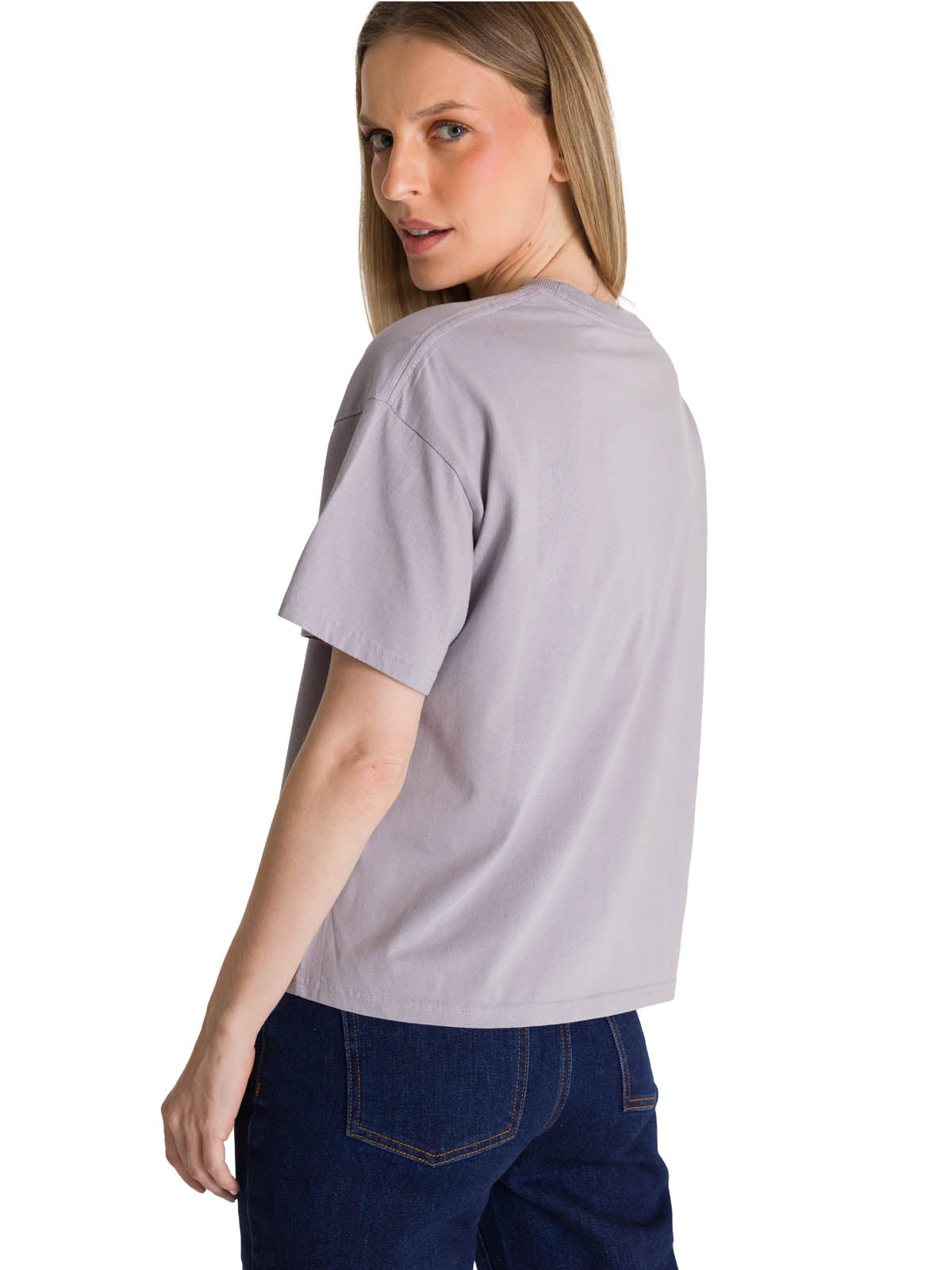 Polera Manga Corta Boxy Mujer Bordato CAT Lila CAT