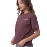 Polera Manga Corta Boxy Mujer Heavyweight Emb Burdeo  Cat