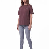 Polera Manga Corta Boxy Mujer Heavyweight Emb Burdeo  Cat