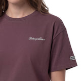 Polera Manga Corta Boxy Mujer Heavyweight Emb Burdeo  Cat