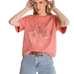 Polera Manga Corta Boxy Mujer Bordato CAT Negra CAT