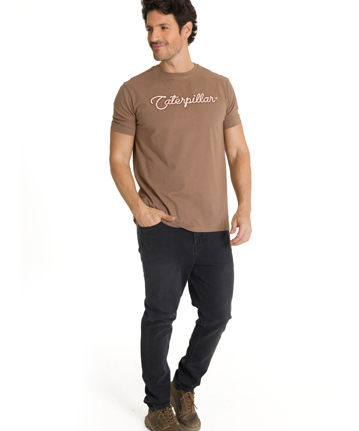 Polera Manga Corta Hombre Roam Free Café CAT