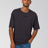 Polera Manga Corta Hombre Slub Knit Relaxed Negro Cat