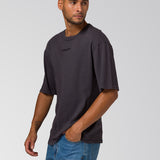 Polera Manga Corta Hombre Slub Knit Relaxed Negro Cat