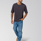 Polera Manga Corta Hombre Slub Knit Relaxed Negro Cat