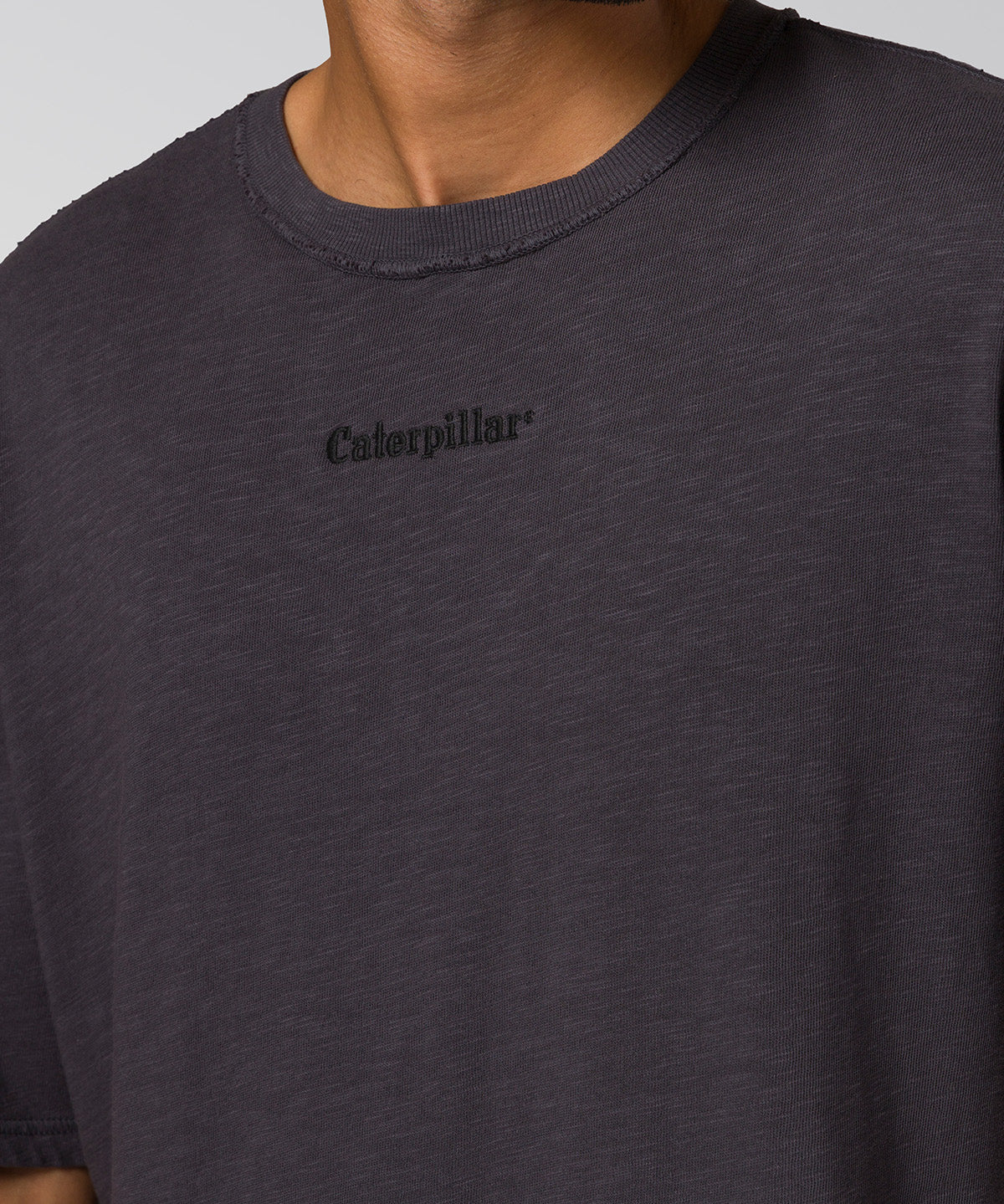 Polera Manga Corta Hombre Slub Knit Relaxed Negro Cat