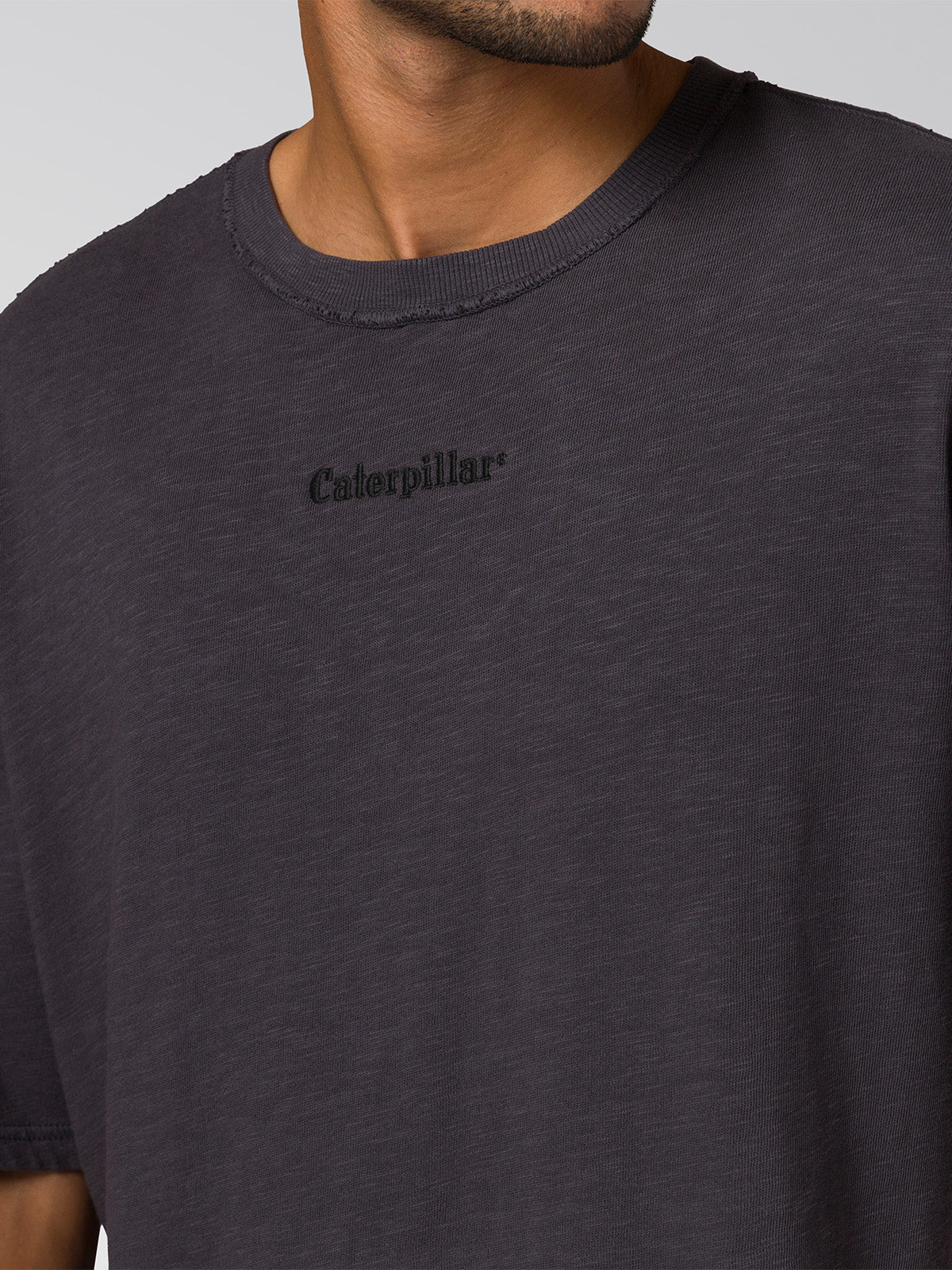 Polera Manga Corta Hombre Slub Knit Relaxed Negro Cat