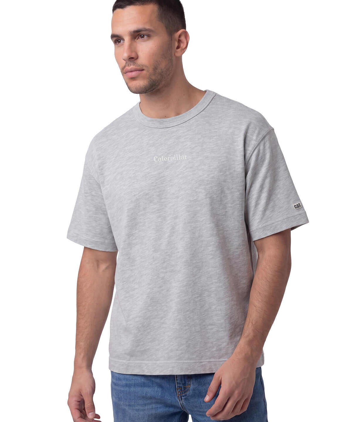Polera Manga Corta Hombre Slub Knit Relaxed Gris Cat