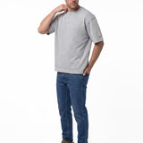 Polera Manga Corta Hombre Slub Knit Relaxed Gris Cat