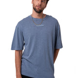 Polera Manga Corta Hombre Slub Knit Relaxed Azul Cat