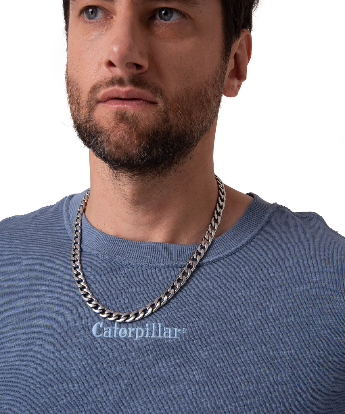 Polera Manga Corta Hombre Slub Knit Relaxed Azul Cat