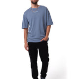 Polera Manga Corta Hombre Slub Knit Relaxed Azul Cat