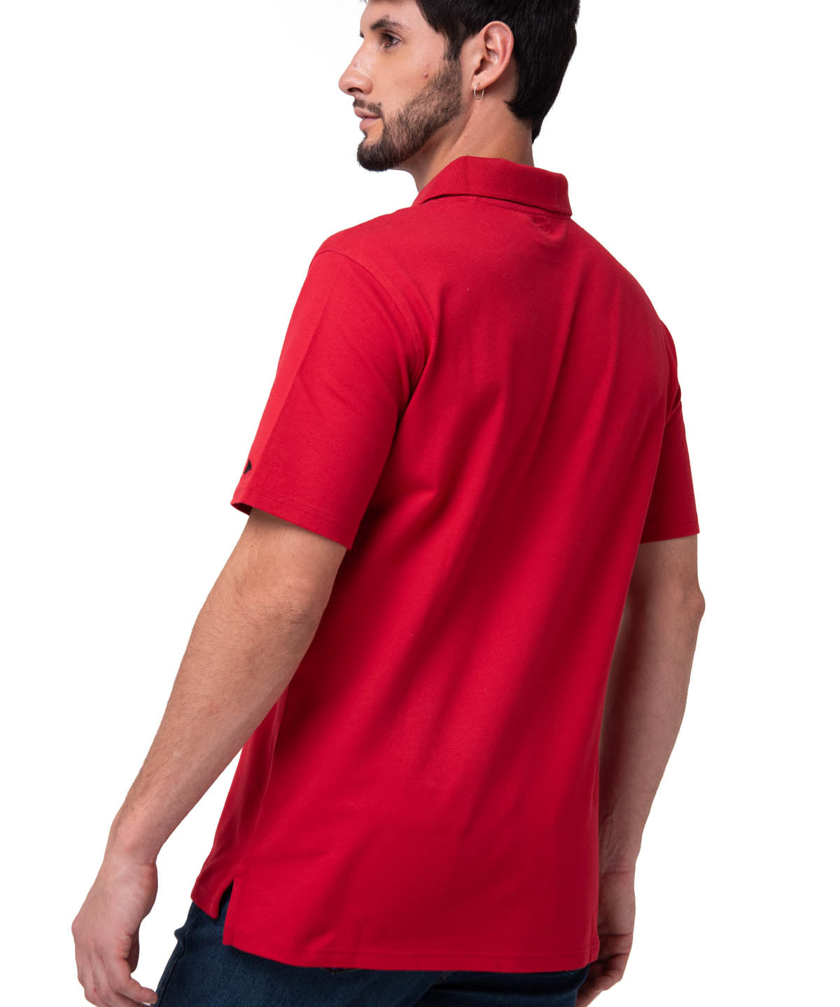 Polera Pique Manga Corta Logo Rojo Cat
