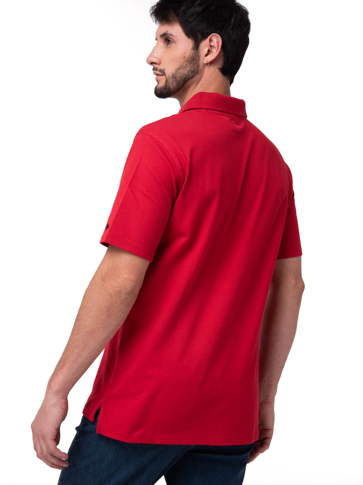 Polera Pique Manga Corta Logo Rojo Cat