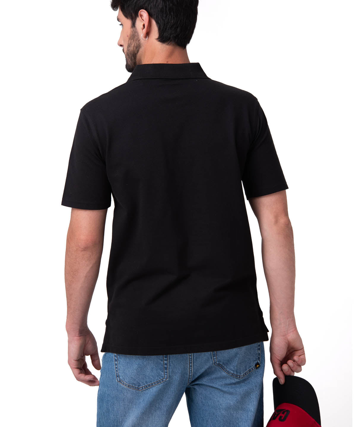 Polera Pique Manga Corta Logo Negro Cat