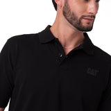 Polera Pique Manga Corta Logo Negro Cat