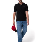 Polera Pique Manga Corta Logo Negro Cat