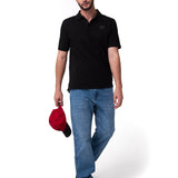 Polera Pique Manga Corta Logo Negro Cat