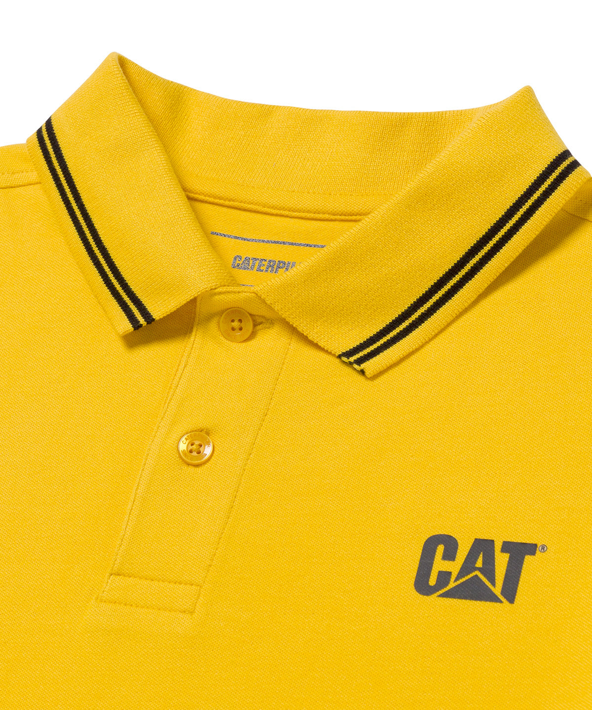 Polera Manga Corta Hombre Cat Logo Pique Amarillo