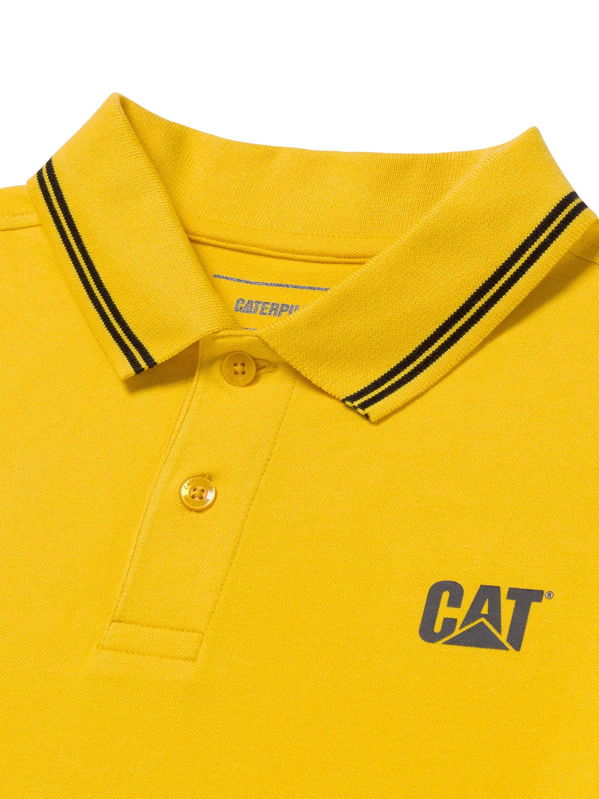 Polera Manga Corta Hombre Cat Logo Pique Amarillo