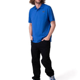 Polera Manga Corta Hombre Cat Logo Pique Azul