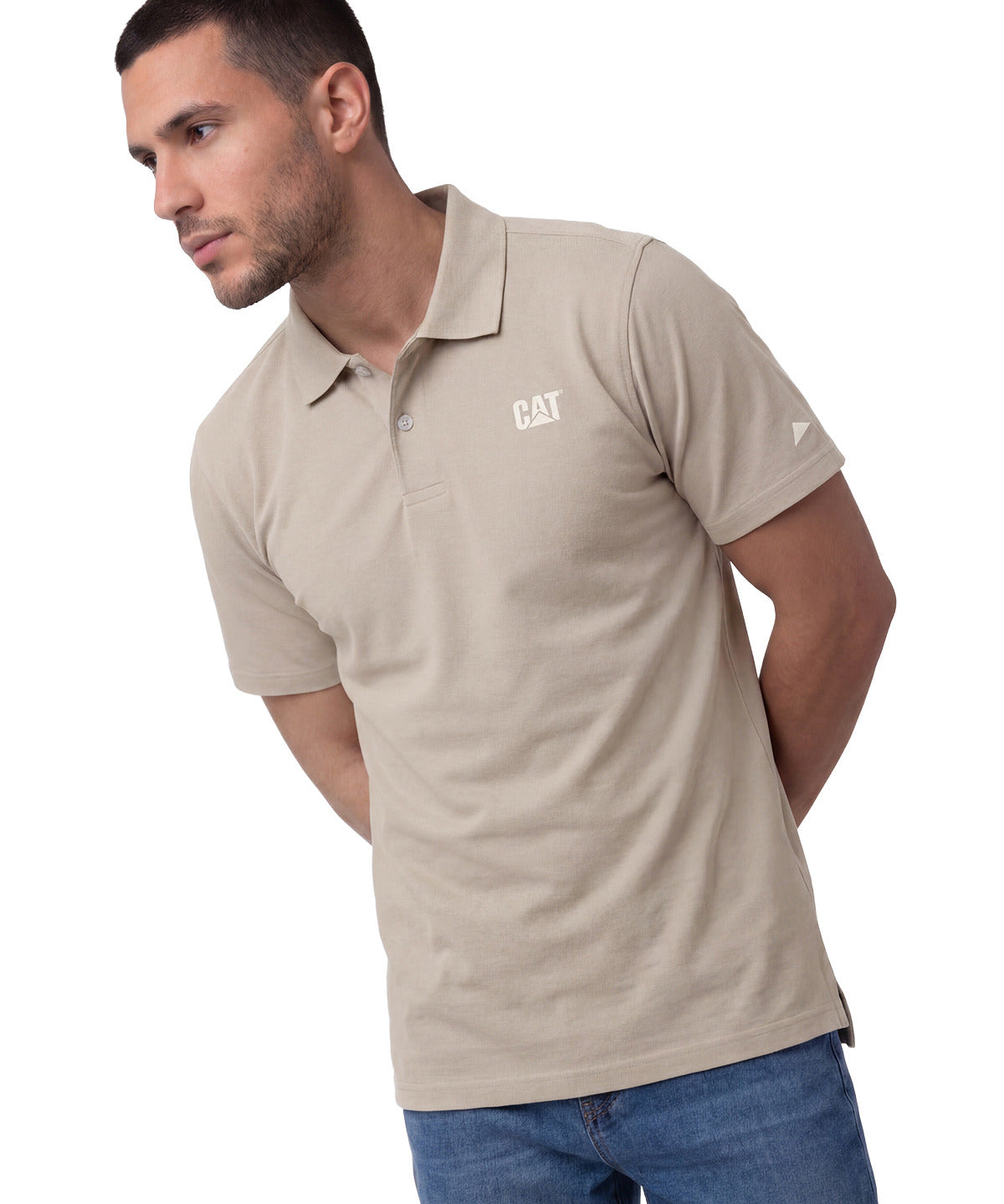 Polera Pique Manga Corta Logo Café Claro Cat