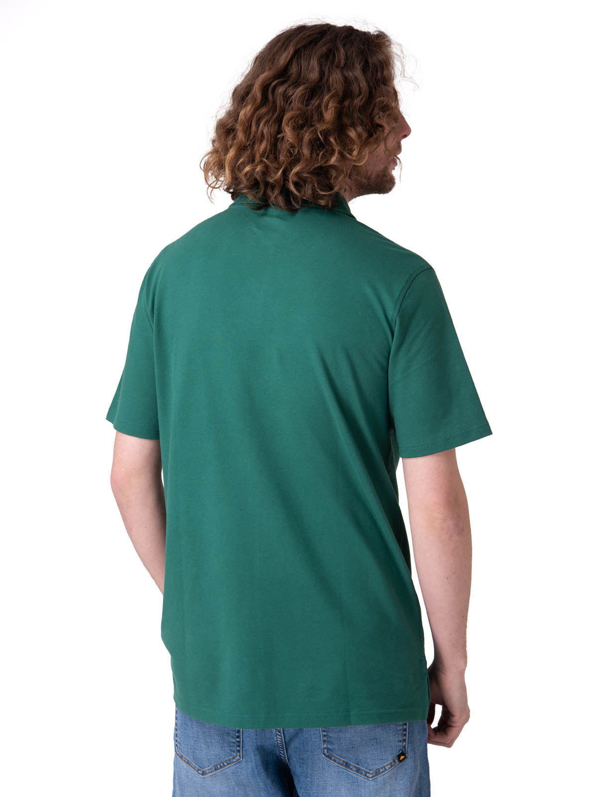 Polera Manga Corta Hombre Cat Logo Pique Verde