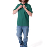 Polera Manga Corta Hombre Cat Logo Pique Verde