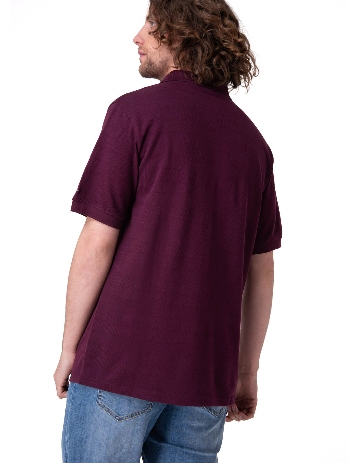 Polera Manga Corta Hombre Cat Logo Pique Morado
