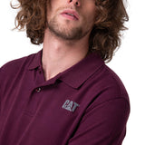 Polera Manga Corta Hombre Cat Logo Pique Morado